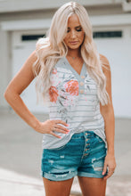 Load image into Gallery viewer, Mixed Print Buttoned V-Neck Tank