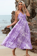 Load image into Gallery viewer, Botanical Print Halter Neck Dress