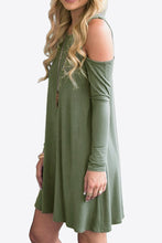 Load image into Gallery viewer, Cold-Shoulder Long Sleeve Round Neck Dress