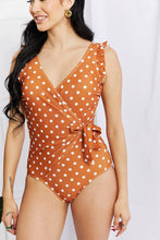 Load image into Gallery viewer, Full Size Float On Ruffle Faux Wrap One-Piece in Terracotta