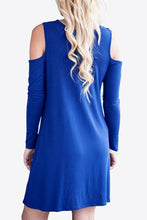 Load image into Gallery viewer, Cold-Shoulder Long Sleeve Round Neck Dress