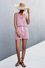 Load image into Gallery viewer, Sleeveless Buttoned Romper with Pockets
