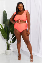 Load image into Gallery viewer, Sanibel Crop Swim Top and Ruched Bottoms Set in Coral