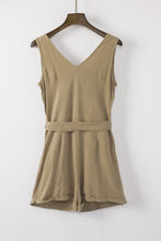 Load image into Gallery viewer, Tie-Waist Buttoned Plunge Sleeveless Romper