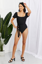Load image into Gallery viewer, Salty Air Puff Sleeve One-Piece in Black
