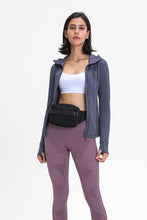 Load image into Gallery viewer, Zip Up Drawstring Detail Hooded Sports Jacket