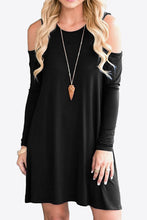Load image into Gallery viewer, Cold-Shoulder Long Sleeve Round Neck Dress