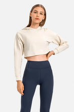 Load image into Gallery viewer, Long Sleeve Cropped Sports Hoodie