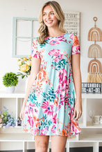 Load image into Gallery viewer, Floral Round Neck Short Sleeve Mini Dress