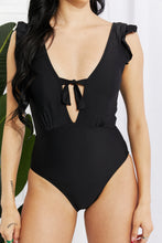Load image into Gallery viewer, Seashell Ruffle Sleeve One-Piece in Black