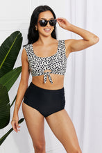 Load image into Gallery viewer, Sanibel Crop Swim Top and Ruched Bottoms Set in Black