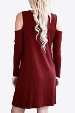 Load image into Gallery viewer, Cold-Shoulder Long Sleeve Round Neck Dress