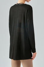 Load image into Gallery viewer, Round Neck Slit Sheer Tunic Sports Top
