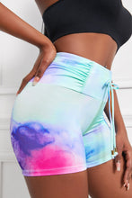 Load image into Gallery viewer, Tie-Dye Tie Detail Ruched Sports Shorts