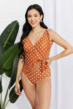 Load image into Gallery viewer, Full Size Float On Ruffle Faux Wrap One-Piece in Terracotta