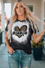Load image into Gallery viewer, MAMA Leopard Heart Graphic Short Sleeve Tee