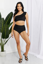 Load image into Gallery viewer, Seaside Romance Ruffle One-Shoulder Bikini in Black