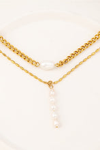 Load image into Gallery viewer, Double-Layered Freshwater Pearl Stainless Steel Necklace