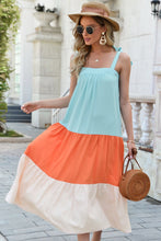 Load image into Gallery viewer, Color Block Tie-Shoulder Sleeveless Dress