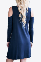 Load image into Gallery viewer, Cold-Shoulder Long Sleeve Round Neck Dress