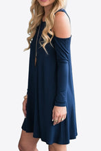 Load image into Gallery viewer, Cold-Shoulder Long Sleeve Round Neck Dress