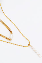 Load image into Gallery viewer, Double-Layered Freshwater Pearl Stainless Steel Necklace