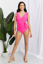 Load image into Gallery viewer, Full Size Float On Ruffle Faux Wrap One-Piece in Pink