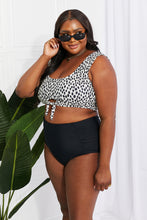 Load image into Gallery viewer, Sanibel Crop Swim Top and Ruched Bottoms Set in Black