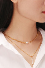 Load image into Gallery viewer, Double-Layered Freshwater Pearl Stainless Steel Necklace