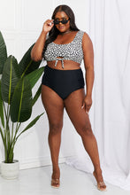 Load image into Gallery viewer, Sanibel Crop Swim Top and Ruched Bottoms Set in Black