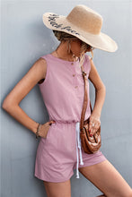 Load image into Gallery viewer, Sleeveless Buttoned Romper with Pockets