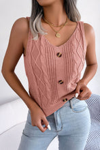 Load image into Gallery viewer, Decorative Button Mixed Knit Tank