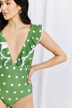 Load image into Gallery viewer, Moonlit Dip Ruffle Plunge Swimsuit in Mid Green