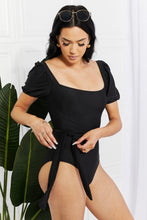 Load image into Gallery viewer, Salty Air Puff Sleeve One-Piece in Black