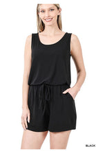 Load image into Gallery viewer, Kendra Romper Elastic Waist Comfy Knit Sleeveless with Pockets