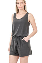Load image into Gallery viewer, Kendra Romper Elastic Waist Comfy Knit Sleeveless with Pockets