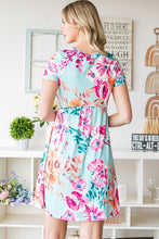 Load image into Gallery viewer, Floral Round Neck Short Sleeve Mini Dress