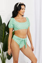 Load image into Gallery viewer, Marina West Swim Vacay Ready Puff Sleeve Bikini in Gum Leaf