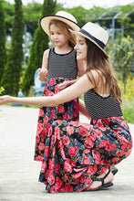 Load image into Gallery viewer, Girls Striped Floral Spliced Dress
