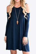 Load image into Gallery viewer, Cold-Shoulder Long Sleeve Round Neck Dress