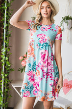 Load image into Gallery viewer, Floral Round Neck Short Sleeve Mini Dress