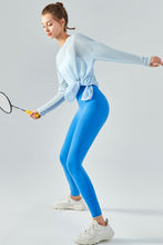 Load image into Gallery viewer, Round Neck Slit Sheer Tunic Sports Top