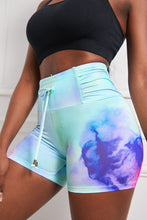 Load image into Gallery viewer, Tie-Dye Tie Detail Ruched Sports Shorts
