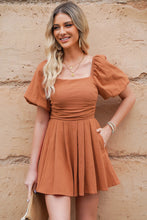 Load image into Gallery viewer, Square Neck Pleated Dress with Pockets