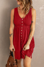Load image into Gallery viewer, Sleeveless Button Down Mini Dress