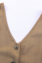 Load image into Gallery viewer, Tie-Waist Buttoned Plunge Sleeveless Romper
