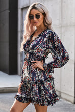 Load image into Gallery viewer, Floral Frill Trim Plunge Flounce Sleeve Dress