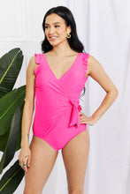 Load image into Gallery viewer, Full Size Float On Ruffle Faux Wrap One-Piece in Pink
