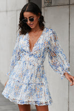 Load image into Gallery viewer, Floral Frill Trim Plunge Flounce Sleeve Dress