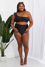 Load image into Gallery viewer, Seaside Romance Ruffle One-Shoulder Bikini in Black